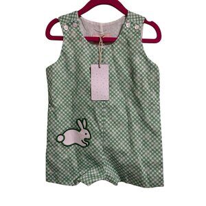 SMOCKINGBIRD Jon Jon Romper Overalls‎ Infant 12M 12 Months Bunny Easter New